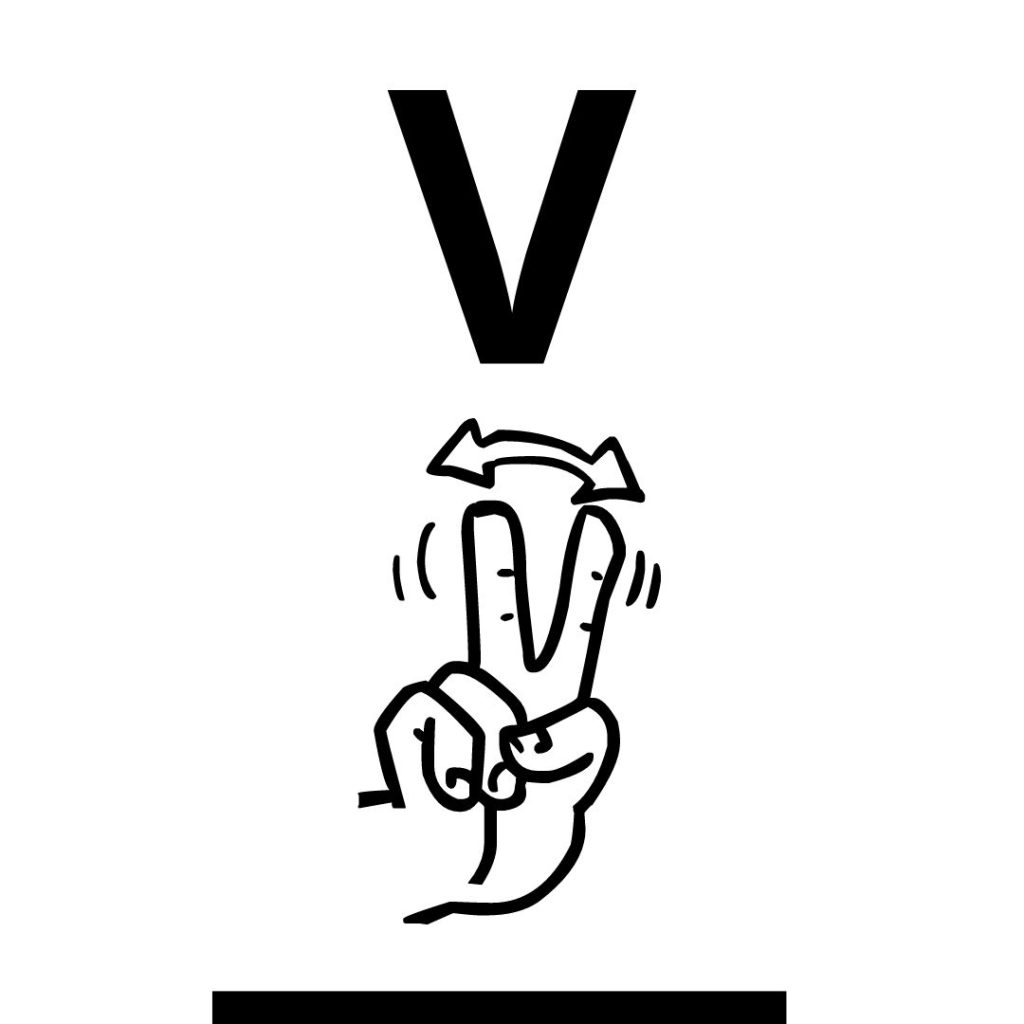 V en alfabeto dactilologico